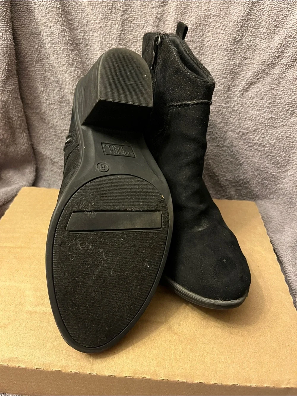 Women’s Time and Tru Black Faux Suede Ankle Boots